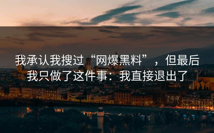 我承认我搜过“网爆黑料”，但最后我只做了这件事：我直接退出了