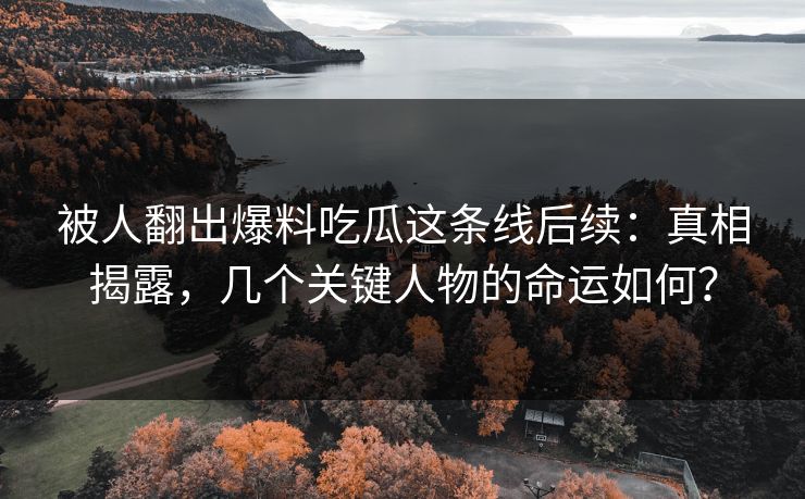 被人翻出爆料吃瓜这条线后续：真相揭露，几个关键人物的命运如何？